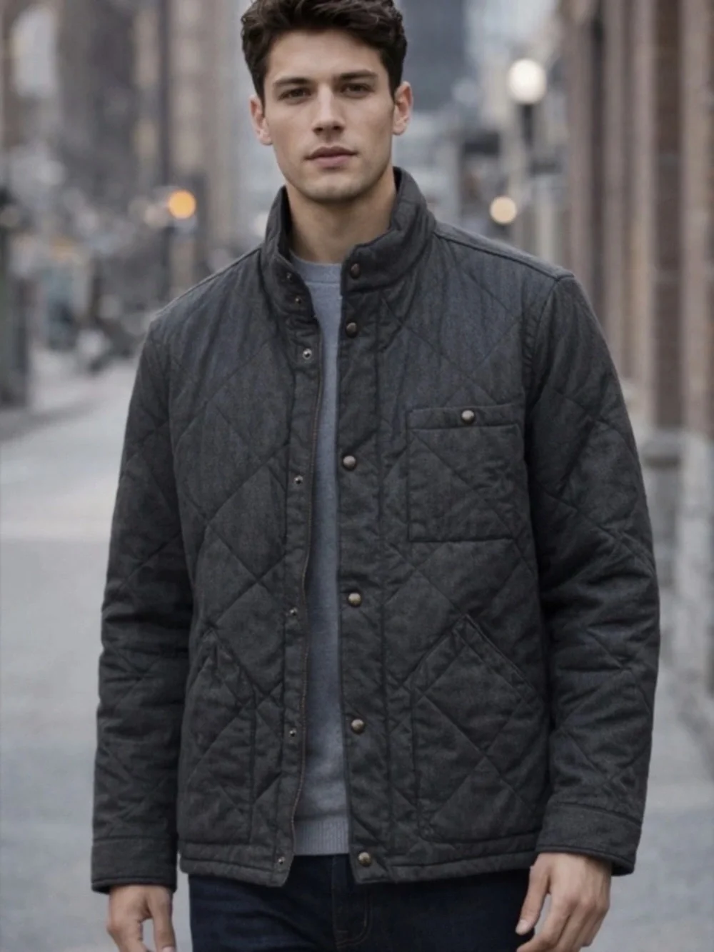 J Crew Sussex Quilted Field or Barn Jacket w Primaloft. Navy Blue. Size Large